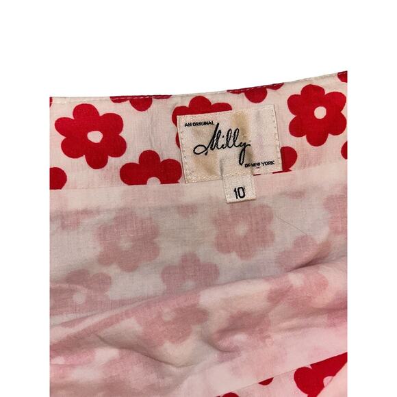 Milly Of New York Women's Pink & White Floral Geometric Mini Skirt Sz‎ 10 - Picture 4 of 7